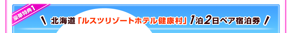 豪華特典1 北海道「ルスツリゾートホテル健康村」1泊2日ペア宿泊券