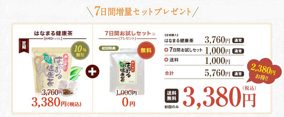 7日間増量セットプレゼント!!さらに豪華プレゼントチャンス付!!