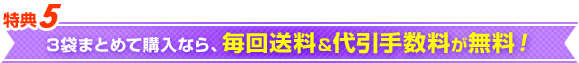 特典5 3袋まとめて購入なら、毎回送料＆代引手数料が無料！