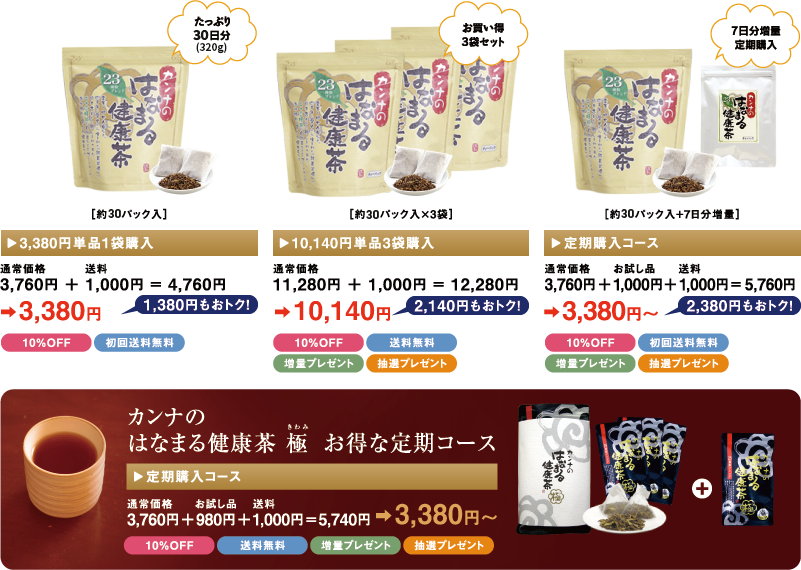 カンナのはなまる健康茶　極　お得な定期コース